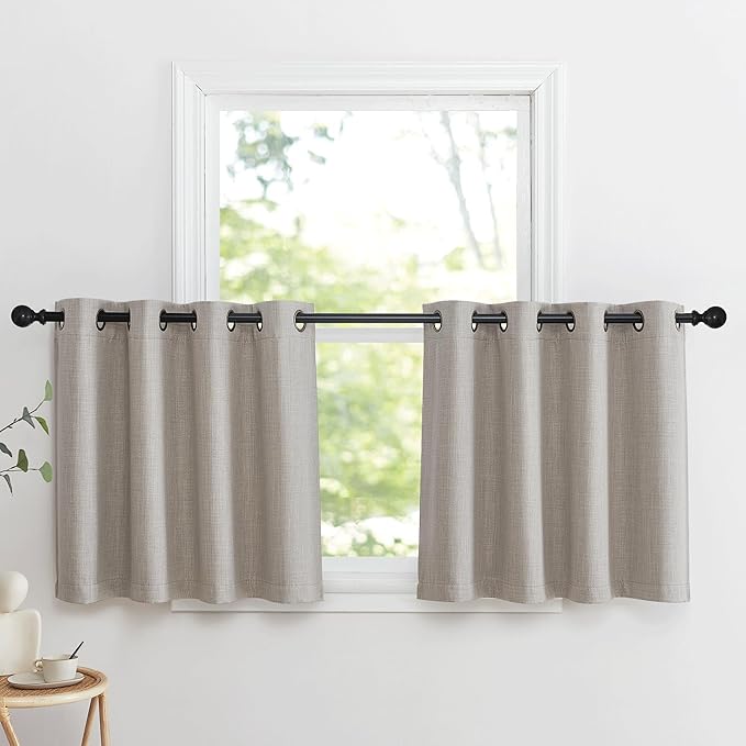 NICETOWN Thick Living Room Valances 24 inches Long, Farmhouse Grommet Faux