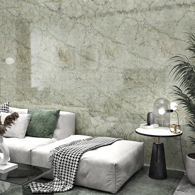Cyan Marble Contact Paper for Countertops Waterproof Marble Wallpaper Peel and