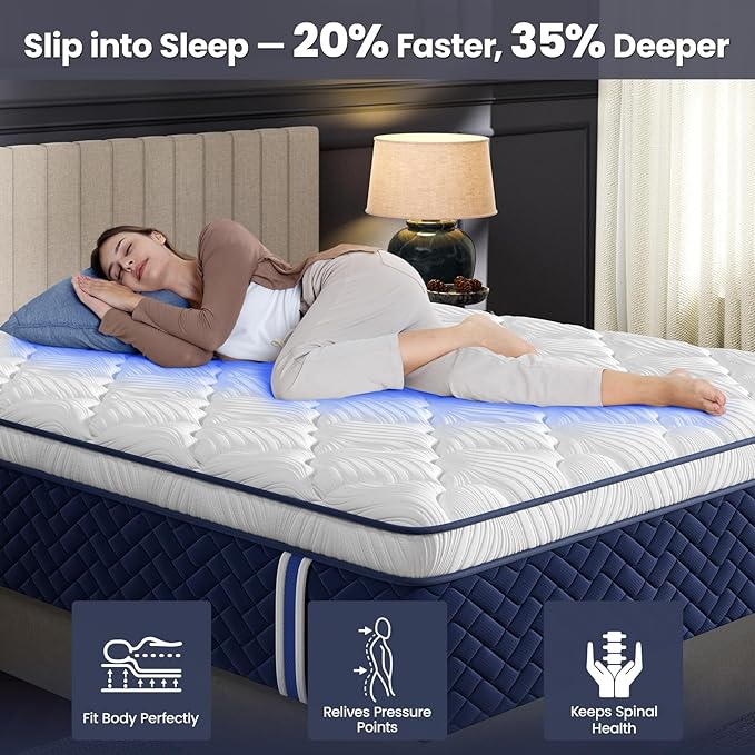 King Mattress 14 Inch - Hotel Collection Hybrid Mattress with 5-Zone Support, Luxury Sleep Comfort, Extra Back & Hip Support, Fiberglass-Free, CertiPUR-US Certified, 365-Night Trial