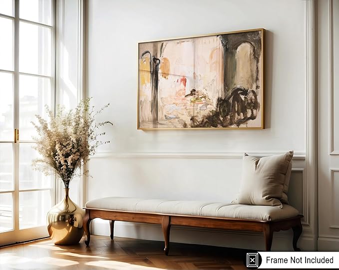 Poster Master Vintage Abstract Retro City Landscape Painting Print - Moody Modern Farmhouse Aesthetic Art - Great Living Room or Office Decor, 24x32 Unframed Wall Art