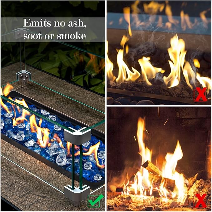 GASPRO 20 lbs Bahama Blend Fire Glass for Fire Pit Table, Decorative Gas Fireplace Glass Rocks, 1/2 Inch
