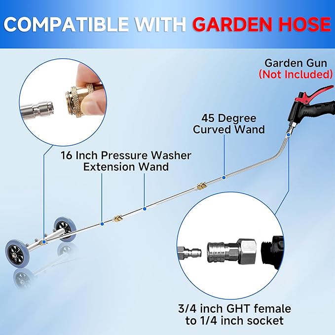 RIDGE WASHER 16 Inch Undercarriage Car Washer, Pressure Washer Under Car Cleaner with 3 Pcs Extension Wand, 4000 PSI