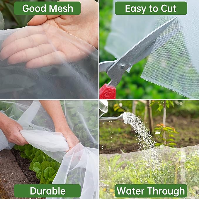 Garden Netting 10x20FT 2 Pack Ultra Fine Mesh, Insect Barrier Bird Netting for Garden Protection, Insect Bug Netting Garden Net for Protecting Plants Vegetables Flowers Fruits