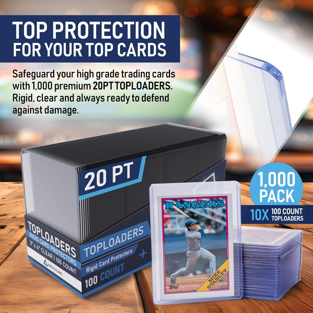 Premium Seamless 20PT Top Loaders - 360PT Thick Card Holders for Trading Cards | Hard Plastic Sleeves