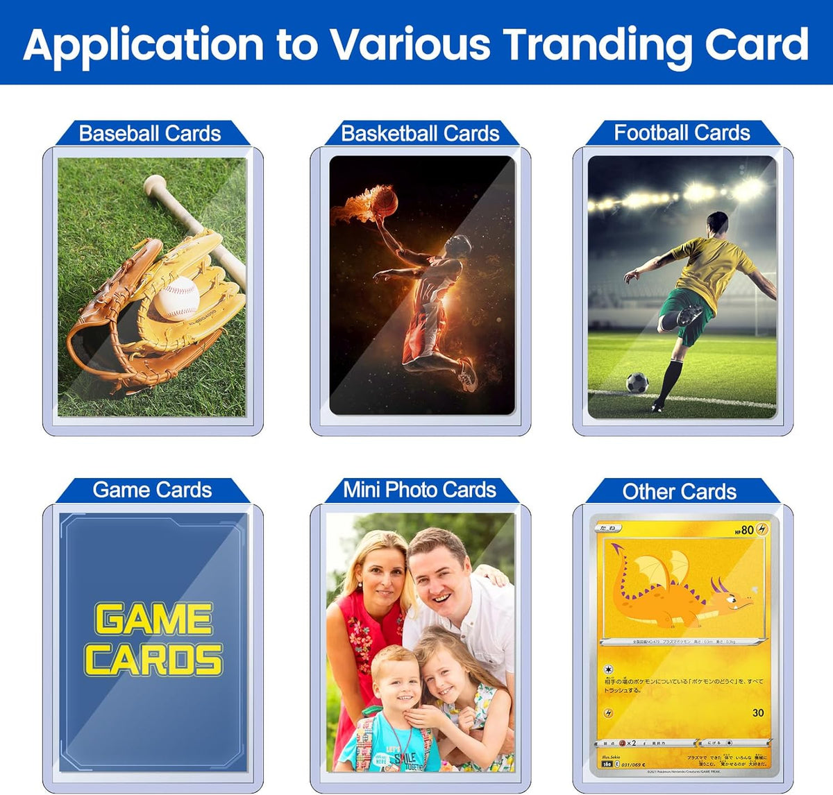 Sooez 35PT Card Sleeves - Rigid Hard Plastic Protectors for Baseball & Trading Cards | 3" x 4" Size