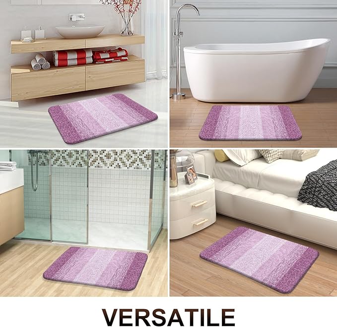 OLANLY Bathroom Runner Rugs 47x17, Extra Soft Absorbent Microfiber Bath Rugs, Rubber Backing, Quick Dry, Washable Bath Mats for Bathroom Floor, Tub and Shower, Home Decor Accessories, Pinkish-Purple