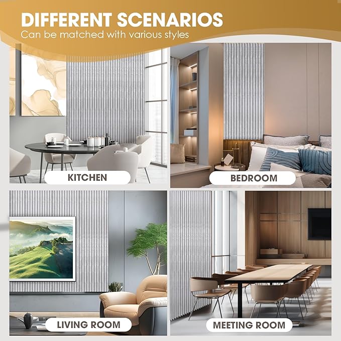 OUZUGIE WPC Acoustic Slat Wall Paneling, Living Room, TV Background, Study Room