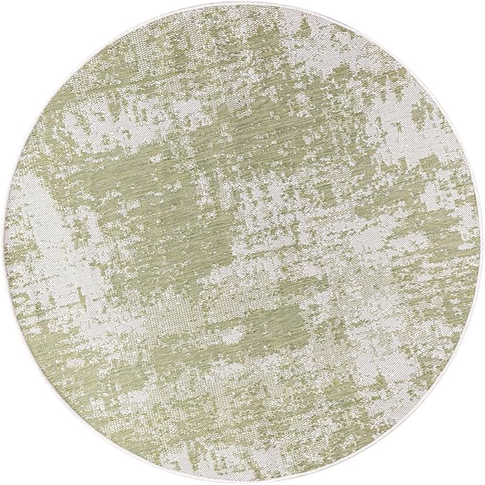 Keen Home Design Terrace Outdoor Round Rug - 5ft Round Washable Indoor/Outdoor Rug for Patio, Kitchen, Balcony, Beach, Garden, Deck and Porch, Size: 5'3" Round