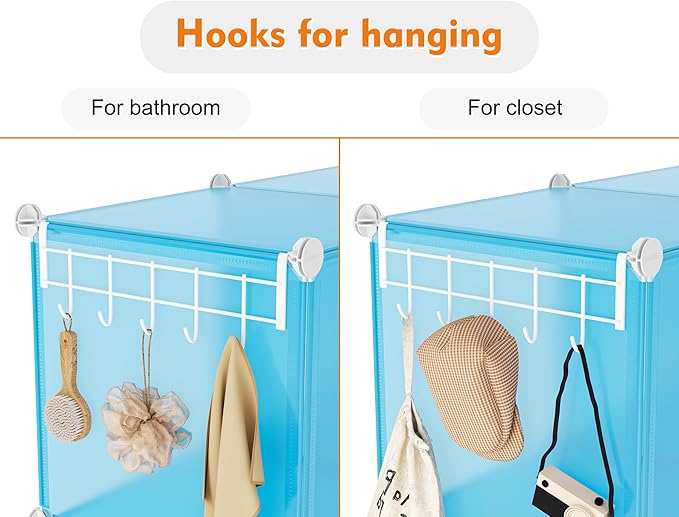 HOMIDEC 20-Cube Storage Organizer, Closet Organizer Storage Shelf Bookcase Bookshelf with Metal Hammer, Storage Cubes Organizer Cabinet for Kids, Closet, Bedroom, Bathroom