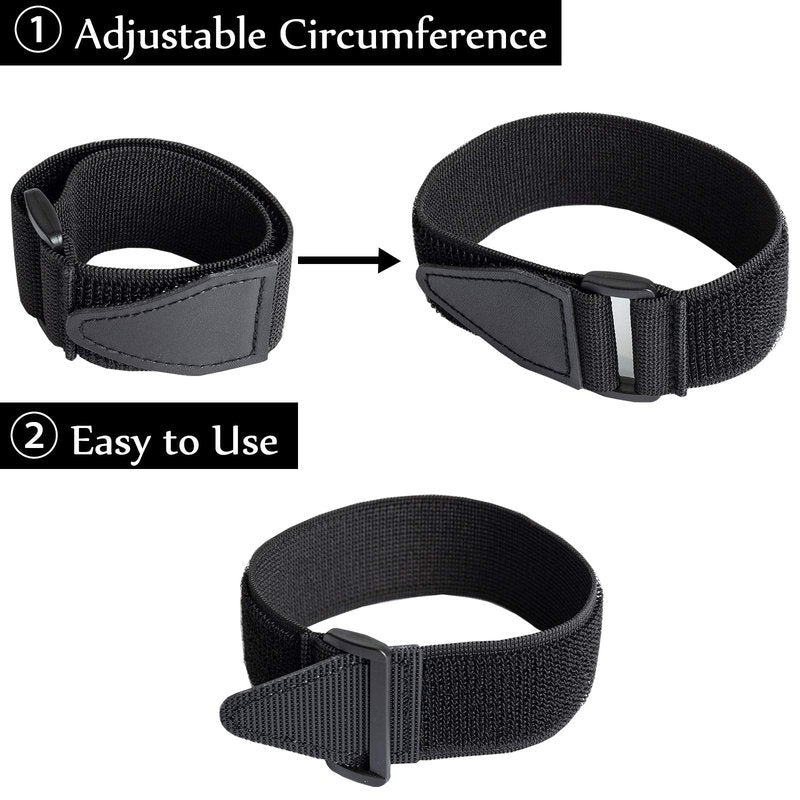 6 Pcs Bicycle Pant Leg Straps Adjustable Cycling Ankle Safety Band Multipurpose Black Elastic Magic Fastening Belt with Buckle for Riding Climbing Fishing Outdoor Sports (1.5”x13.8”)