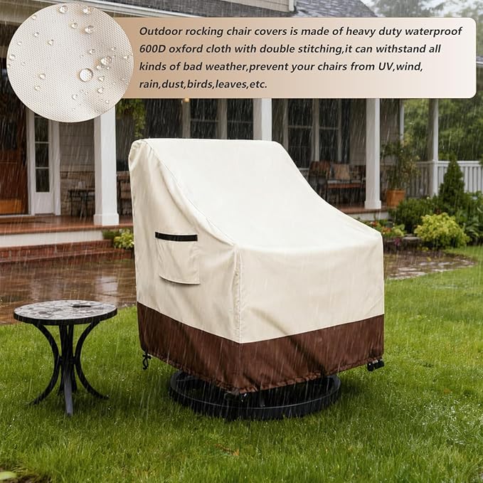 Waterproof 4 Pack Outdoor Swivel Chair Cover for Patio Chair Size Up to 30" W x 34" D x 36" H inch,Outdoor Lawn Patio Furniture Covers (Beige)