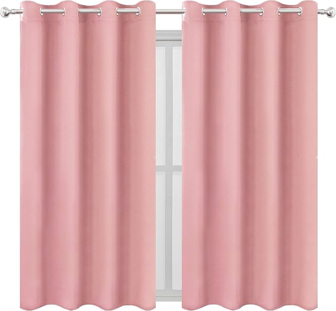 LEMOMO Pink Thermal Blackout Curtains/52 x 54 Inch/Set of 2 Panels Room