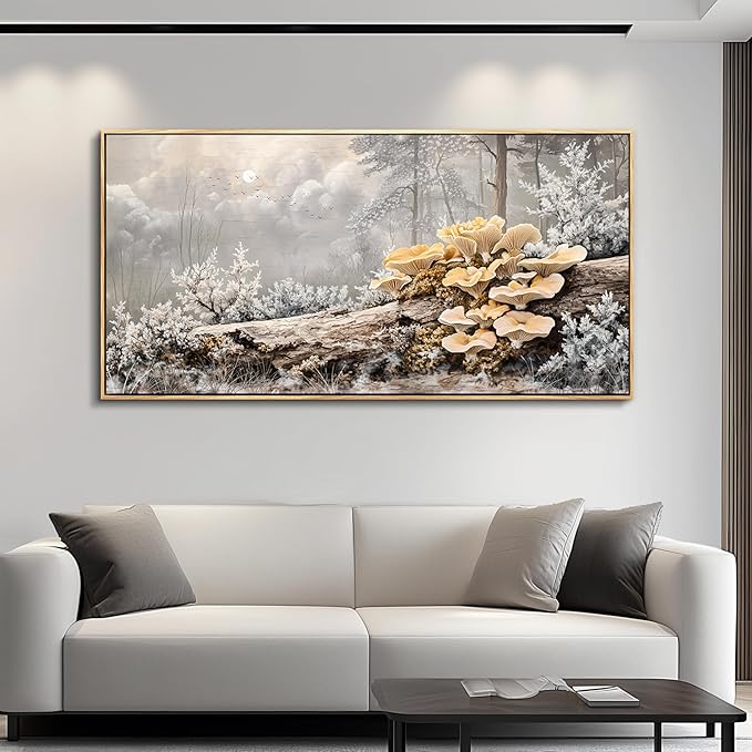 QIYILEXWART Canvas Wall Art For Living Room Wall Decor For Bedroom Office Wall Decoration Moonlit Forest Mushroom Landscape Painting Farmhouse Pictures Artwork Room Aesthetic Home Decor 20x40 In