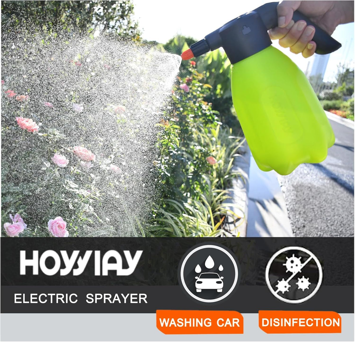0.5 Gallon Electric Spray Bottle - Garden Sprayer & Plant Mister with Adjustable Nozzles, Rechargeable Battery Powered, Automatic Watering Can for Indoor/Outdoor Plants