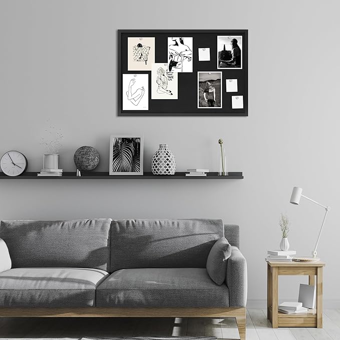 DAHAPYBOO Cork Board with Linen Black, Bulletin Board 30"x20", Corkboards
