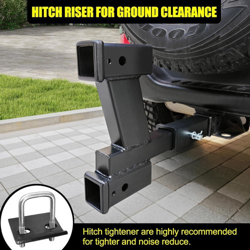 KAIRAY Dual Hitch Extender Adapter - 2-Inch & 10-Inch Riser/Drop for 2-Inch Receiver | 10,000 lbs Towing Capacity