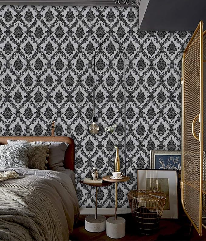 17.7" x118" Peel and Stick Wallpaper Black Wall Paper