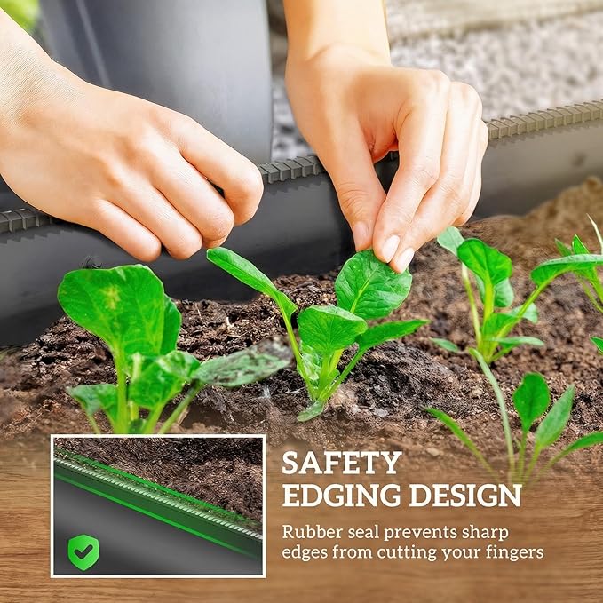 Outsunny 5' x 2' x 1' Galvanized Raised Garden Bed Kit, Outdoor Metal Elevated Planter Box with Safety Edge, Easy DIY Stock Tank for Growing Vegetables, Flowers & Herbs, Dark Gray