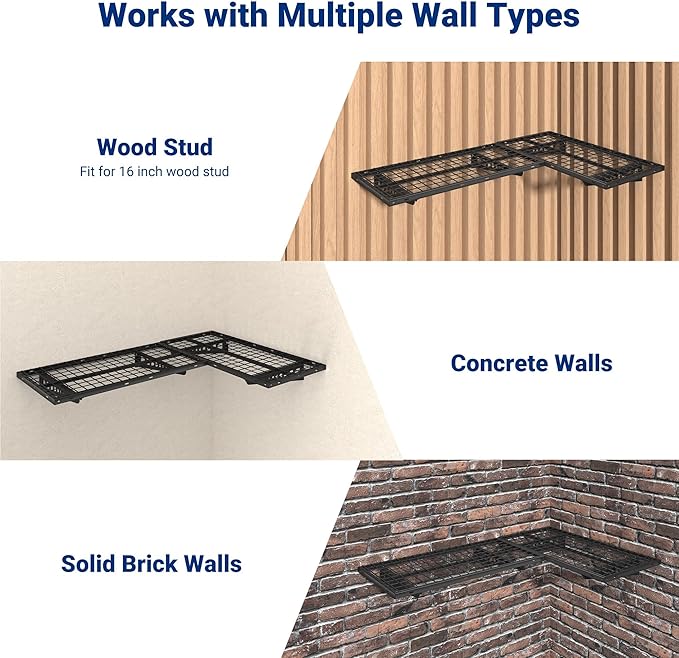 FLEXIMOUNTS 4 Pack 2x4ft Corner Wall Shelving Garage Storage Rack, 24x48 inch