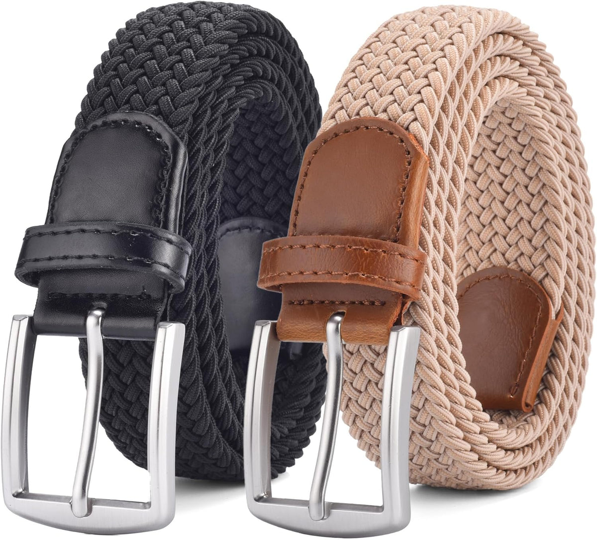 Skiennix Men's Stretch Woven Elastic Braided Belt - 1.3" Wide for Comfort and Style