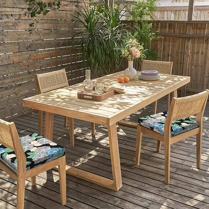 LVTXIII Outdoor Seat Cushions Set of 2 Square Corner Chair Cushions with Ties, Patio Chair Pads for Home Office and Patio Garden Furniture Decoration 18.5"x16"x2", Peony Garden