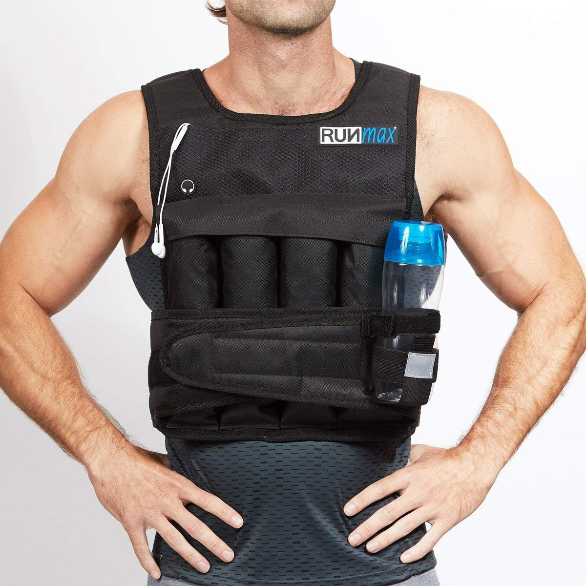 RUNmax Pro Weighted Vest - Adjustable 12-60lbs with Comfortable Shoulder Pads
