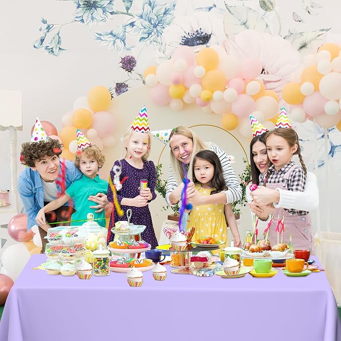 WNINK 4 Pack Light Purple Rectangular Plastic Tablecloths, Pastel Purple Disposable Table Covers 54" x 108" for Birthday, BBQ, Bridal Shower, Engagement Wedding, Picnic Parties and 8 ft Table Use