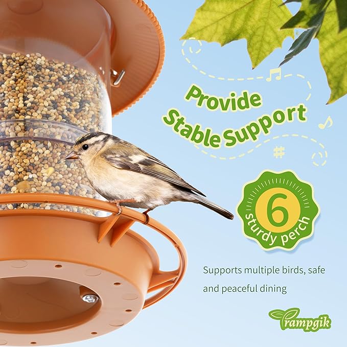 Outdoor Bird Feeder, Retractable Bird Feeder Hanging, Metal Hanger, Rainproof & Leak-Proof, Terracotta, Pack of 1