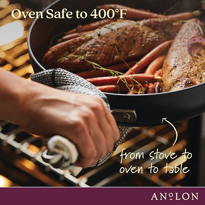 Anolon Advanced Home Hard Anodized Nonstick Sauté Pan with Helper Handle and Lid, 5 Quart - Onyx