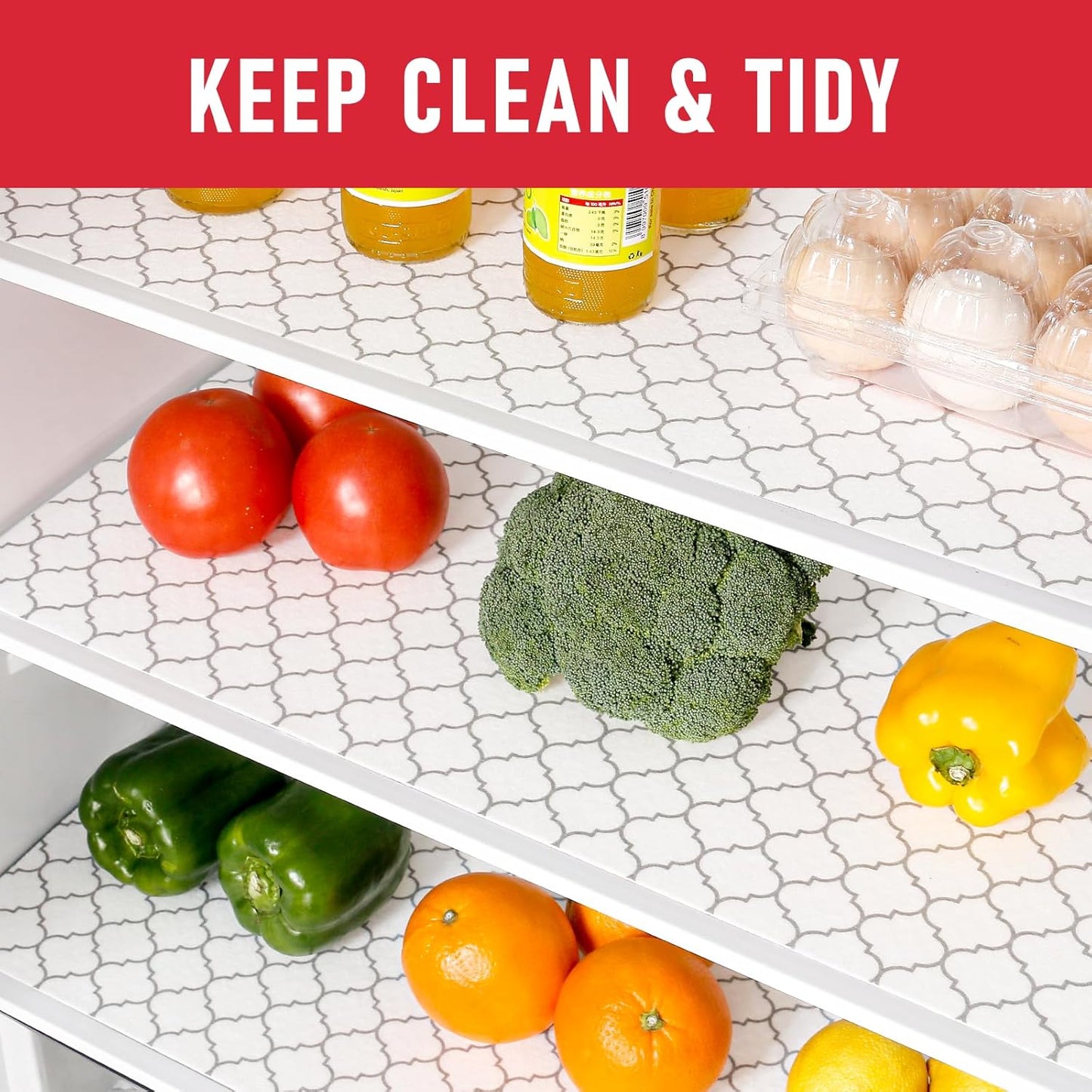 Cooyes 12 Pack Refrigerator Liners, Non Slip Fridge Mats Washable, Refrigerator Shelf Liner for Glass Shelves and Drawers, Keep Produce Fresh Longer, 12" × 24"