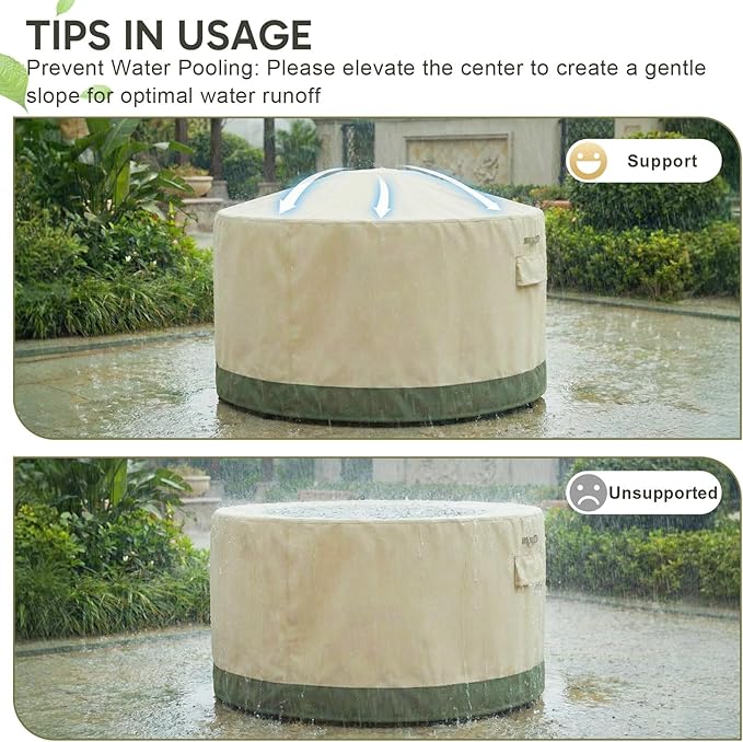COWVIE Round Patio Dining Set Cover for Outdoor Table and Chairs, 600D Waterproof and UV-Resistant Fabric Patio Furniture Cover with Storage and Air Vent, 120''Dia x 32''H