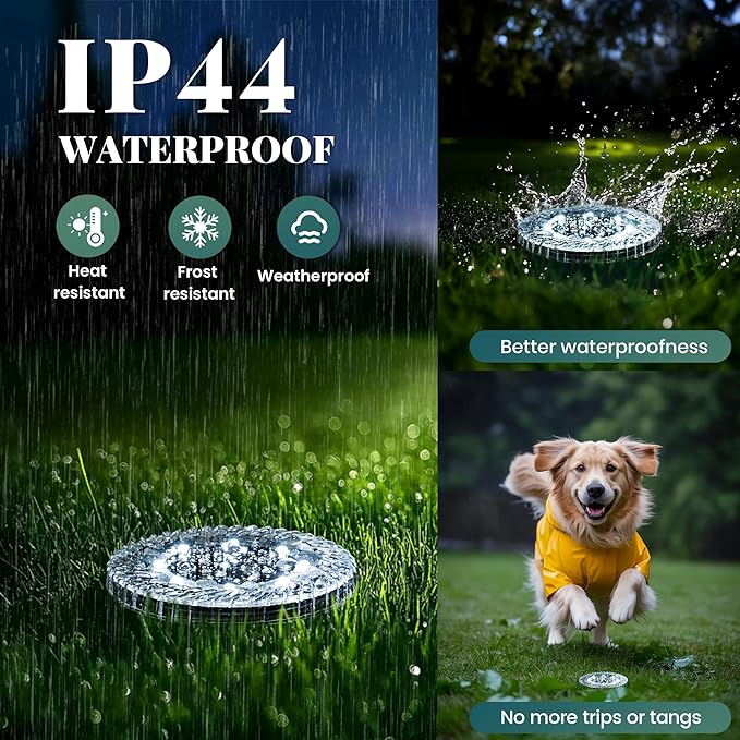 PATIOWIN 20 Pack Small Solar Ground Lights, Pathway Light Waterproof, Outdoor Solar Light for Garden, Driveway, Walkway, Backyard (Cool White)