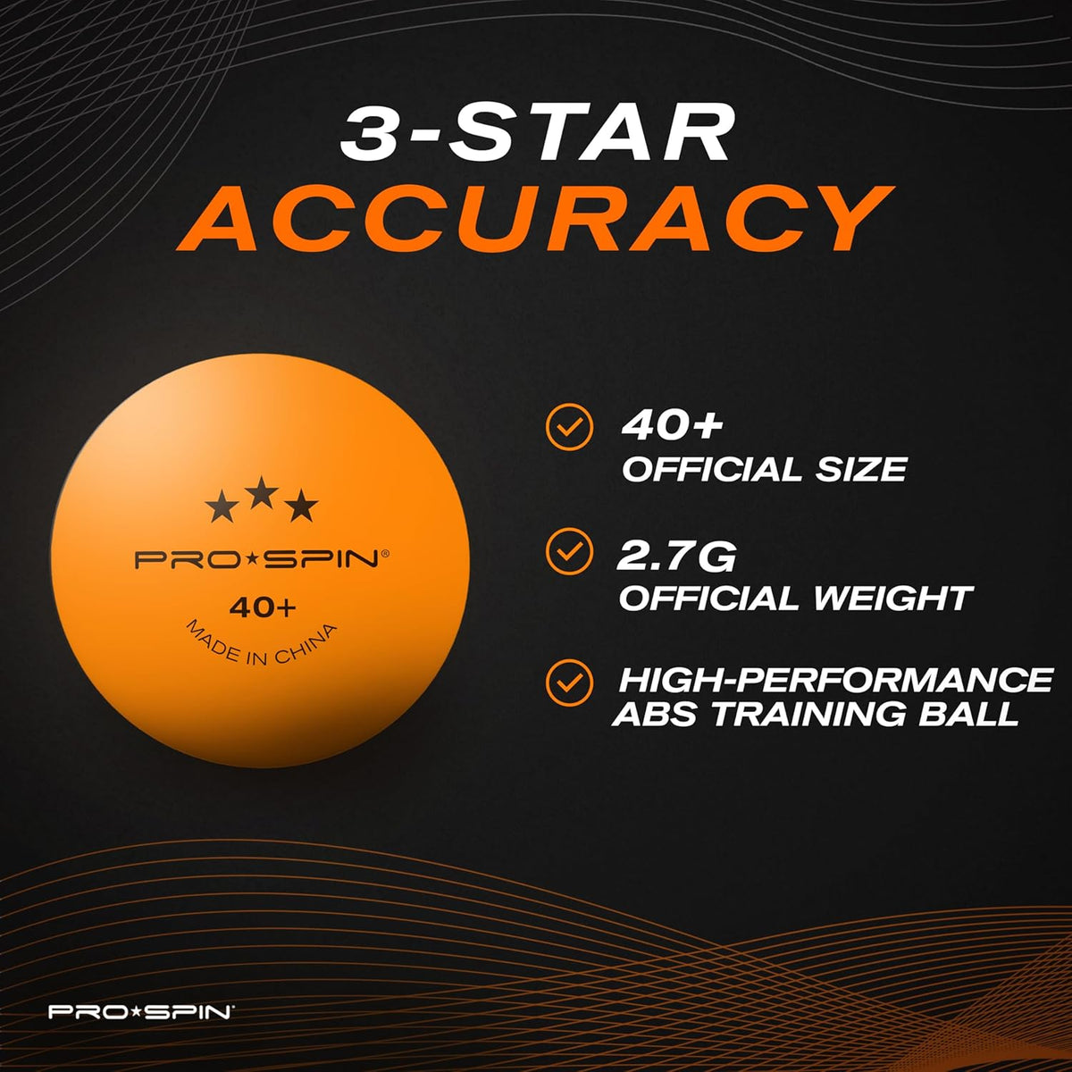 PRO-SPIN Ping Pong Balls - 3-Star Premium Orange Table Tennis Balls | High-Performance 40+ ABS Material