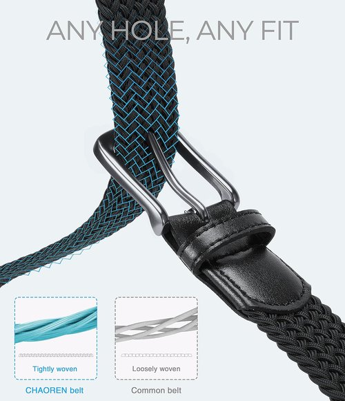 CHAOREN Men's Braided Stretch Golf Belt - Perfect Fit for Casual Shorts, Jeans & Golf Pants