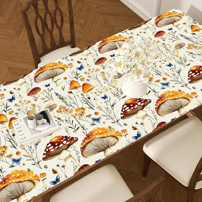 BOKEBEVE Mushroom Peel and Stick Wallpaper Beige Colorful Floral Contact Paper