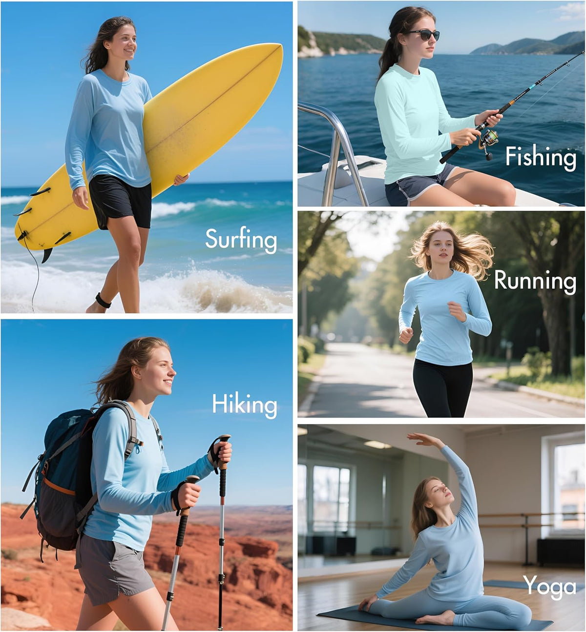 Skiennix 2 Pack Women's Rash Guard - UPF 50+ UV Protection Long Sleeve Workout Tops | Quick Dry & Lightweight