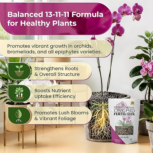 Orchid Fertilizer Pellets 13-11-11 Slow Release | Orchid Plant Food for Orchids | Orchid Fertilizer for Seedlings & Mature Plants | Multi-Purpose Blend & Gardening Supplies 5.2 oz Resealable Packaging