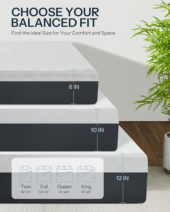 8 Inch Full Mattress, Cooling Memory Foam Full Size Mattress, Motion Isolation in Made in USA Mattresses in a Box, Fiberglass Free, Medium Firm, CertiPUR-US Certified, Pressure Relief, CY-8-F