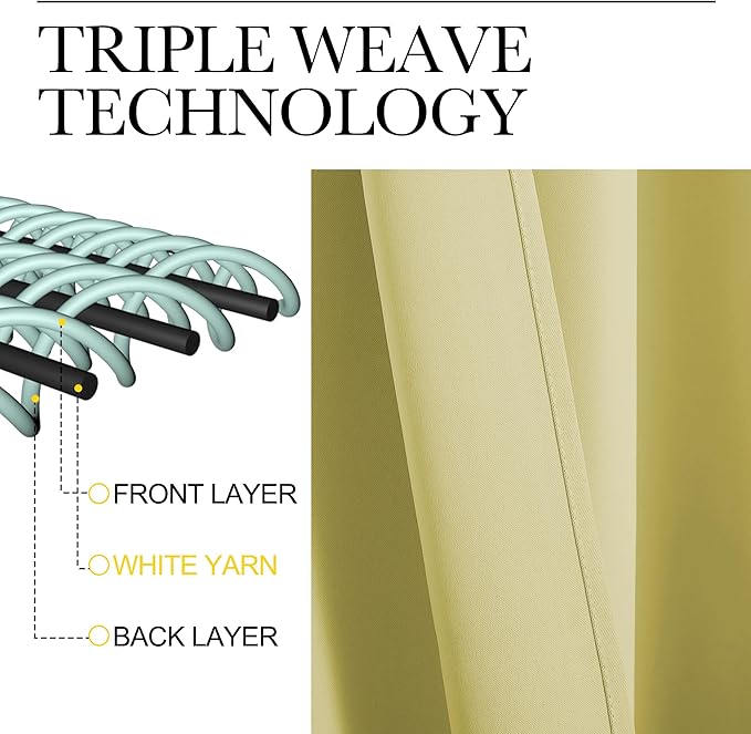 NICETOWN Blackout Curtains for RV Windows, Paler Yellow, 2 Panels, Room