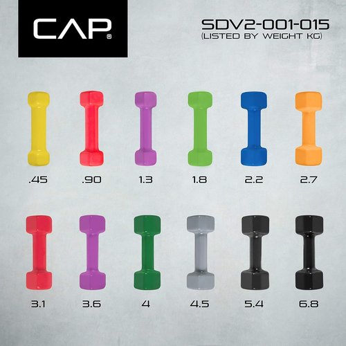 Cap Barbell Vinyl Coated Dumbbell - Versatile 1-15 LB Options for Home Workouts