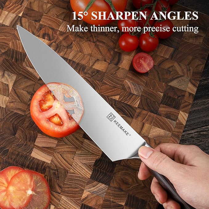 KEEMAKE Professional Chef Knife Set 2 Pieces - Kitchen Knives High Carbon Stainless Steel Ultra Sharp Blade & Ergonomic Pakkawood Handle, Perfect for Meat Cutting, Vegetable Chopping & Culinary Gifts