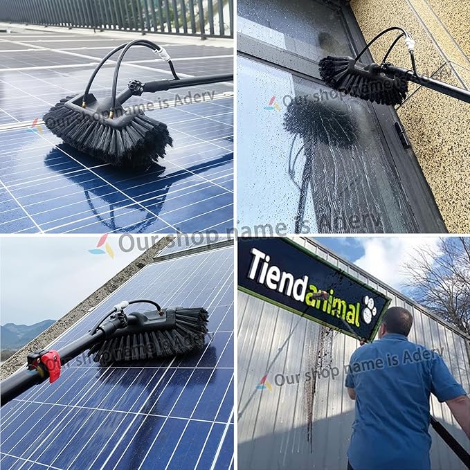 3.6-10.8M Window Cleaning Telescopic Pole,Water Fed Extendable Brush,Suitable for Cleaner Conservatory Roof Photovoltaic Panel Cleaning Extendable Solar Panel Roof Cleaning Tools (9M)