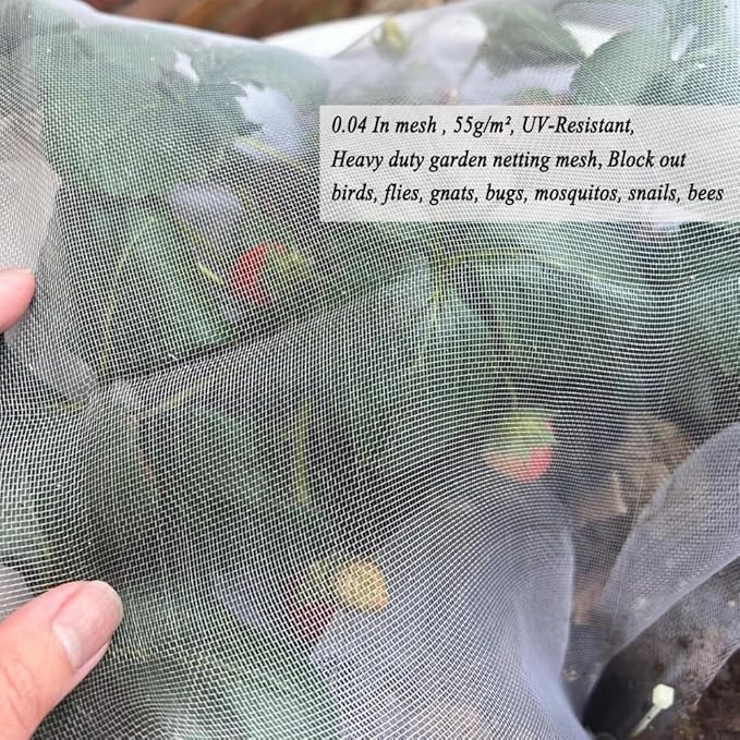 6.5X10Ft Garden Netting Pest Barrier – Ultra Fine Mesh Netting Plant Covers & Row Cover, Protects Vegetables, Fruits, Flowers from Mosquitoes, Insects, Birds, Deer & Squirrels