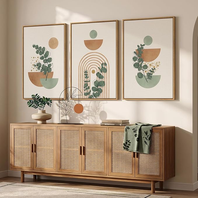 Large Framed Abstract Boho Wall Art