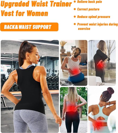 LMCOB Sauna Vest for Women - Heat Trapping Waist Trainer Workout Sweat Vest with Zipper