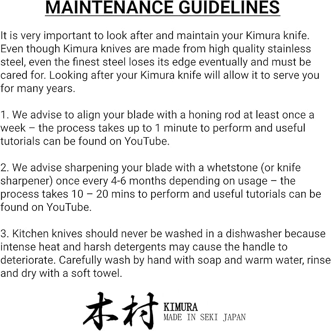 Kimura Chef Knife, [Made in Japan], 8 inch Professional Kitchen Knife, Ultra Sharp High Carbon Molybdenum Stainless Steel Gyuto Knife, Chefs Knife with Ergonomic Handle - Japanese Chef's Knife