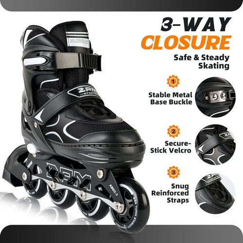 2PM SPORTS Inline Skates - Adjustable Light-Up Roller Skates for Kids Ages 5-12 | Perfect for Beginners