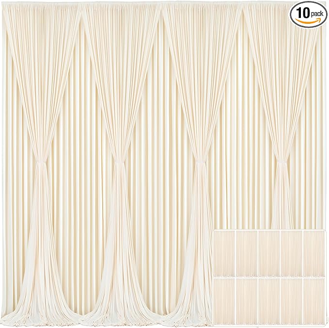 10 Panels Champagne Backdrop Curtain for Parties Wedding Baby Shower Wrinkle Free Photo Curtains Backdrop Drapes Fabric Decoration for Bridal Shower 50ft(W) x 10ft(H)