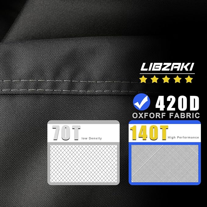 LIBZAKI Grill Cover 420D Waterproof, Weather Resistant, Rip-Proof, Anti-UV, Fade Resistant,Gas Grill Cover for Weber,Char Broil,Nexgrill Grills, etc.58 inches-Gray/Orange