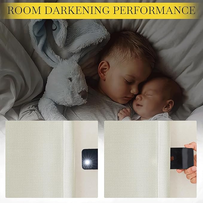 NICETOWN Thick Faux Linen Bedroom Curtains 108 inches Long, Room Darkening Dual